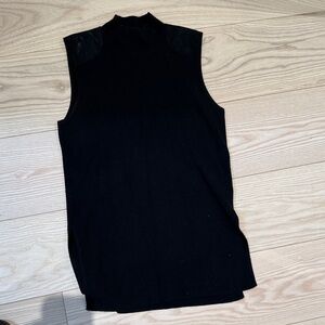 Polo Ralph Lauren Black Sleeveless Women's Sweater Top with suede shoulder patch